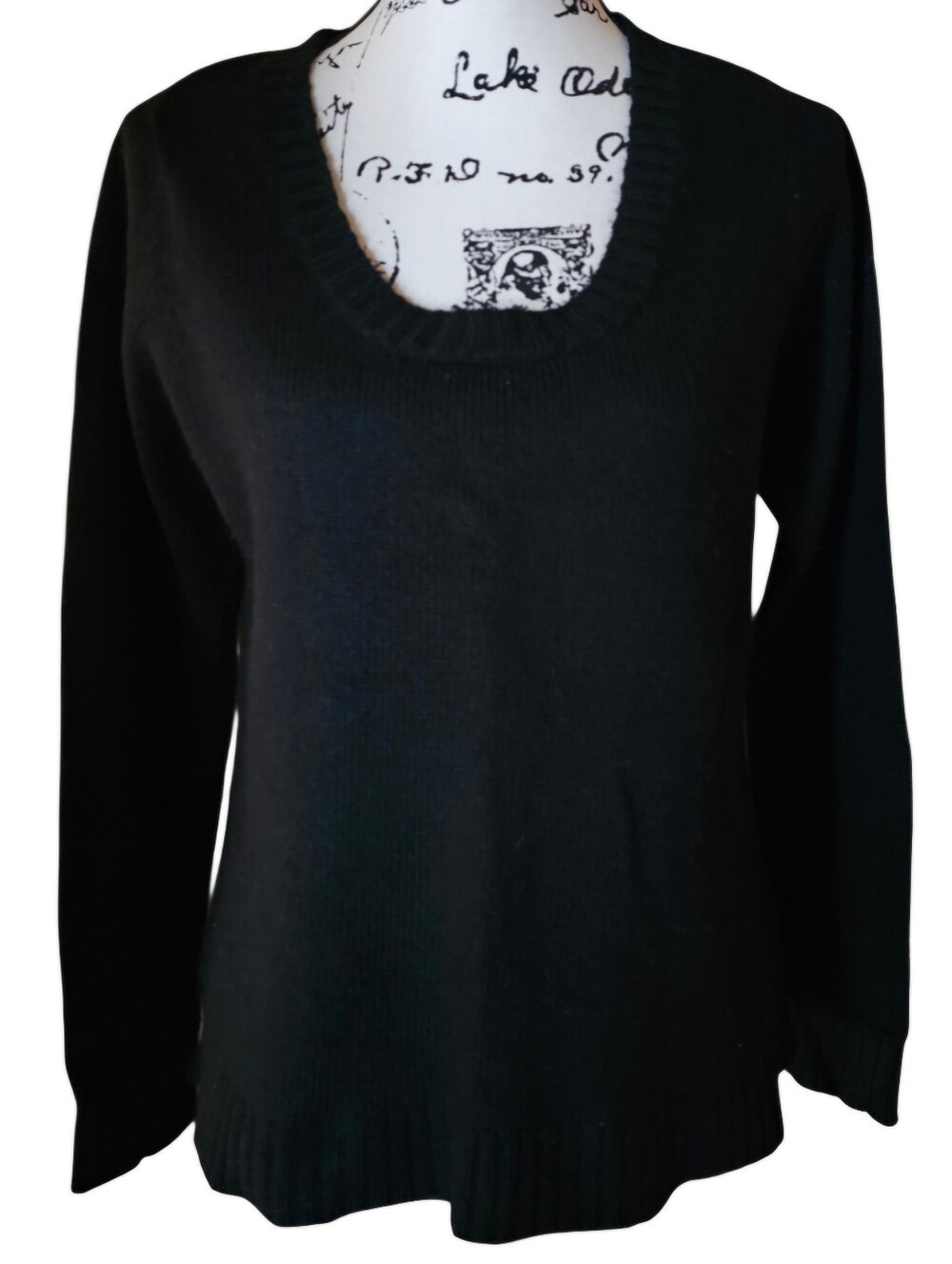 Apostrophe Black Scoop Neck Knit Sweater